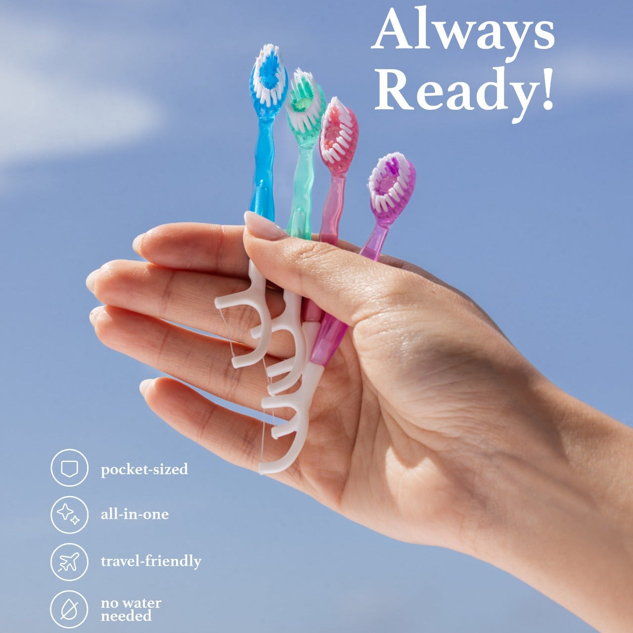 5-in-1 Disposable Mini Brushes with Built-in Toothpaste