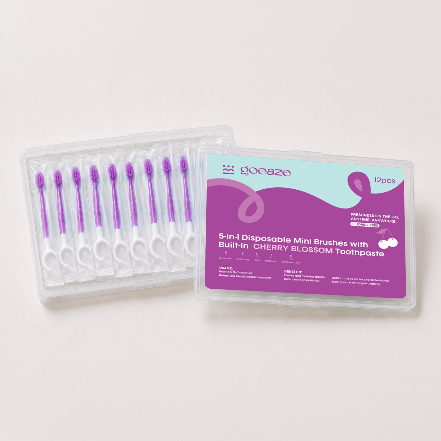 5-in-1 Disposable Mini Brushes with Built-in Toothpaste